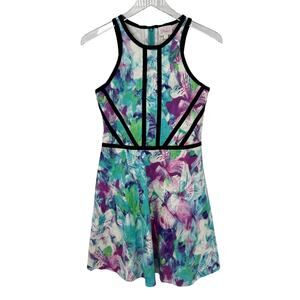 Parker Floral Watercolor Skater Dress Women’s Medium Halter Racerback